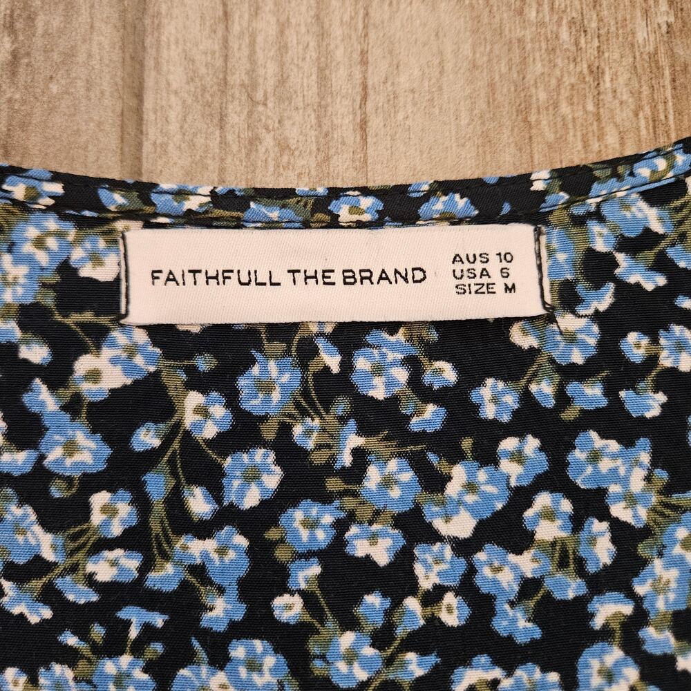 Faithfull the Brand Oslo Dress Women 6 Blossom Village Blue Floral Boho Romantic - Picture 12 of 14